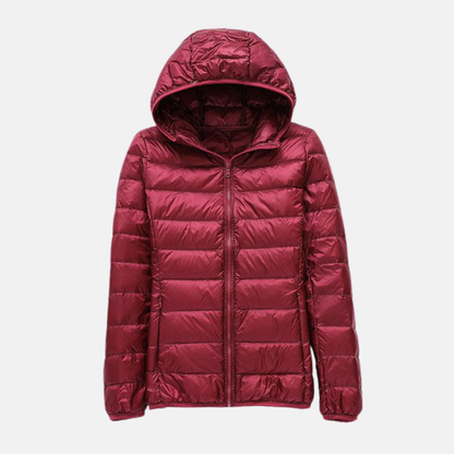 Isabella Quilted Hooded Down Jacket | Regular Fit Hip-Length Down Jacket