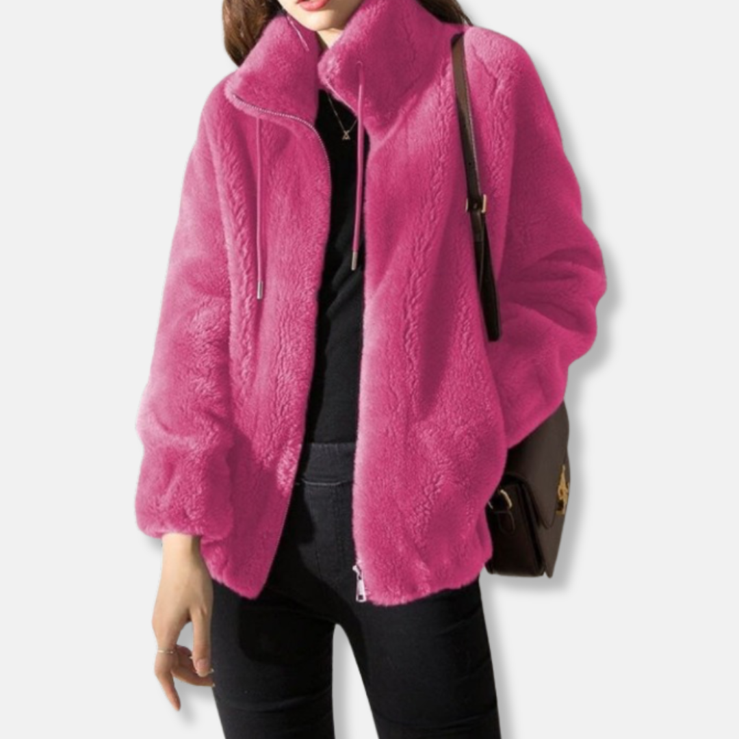 Sienna Relaxed Fit Jacket | Stand Collar Zipper Front Jacket