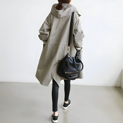 Women's autumn casual long windbreaker jacket