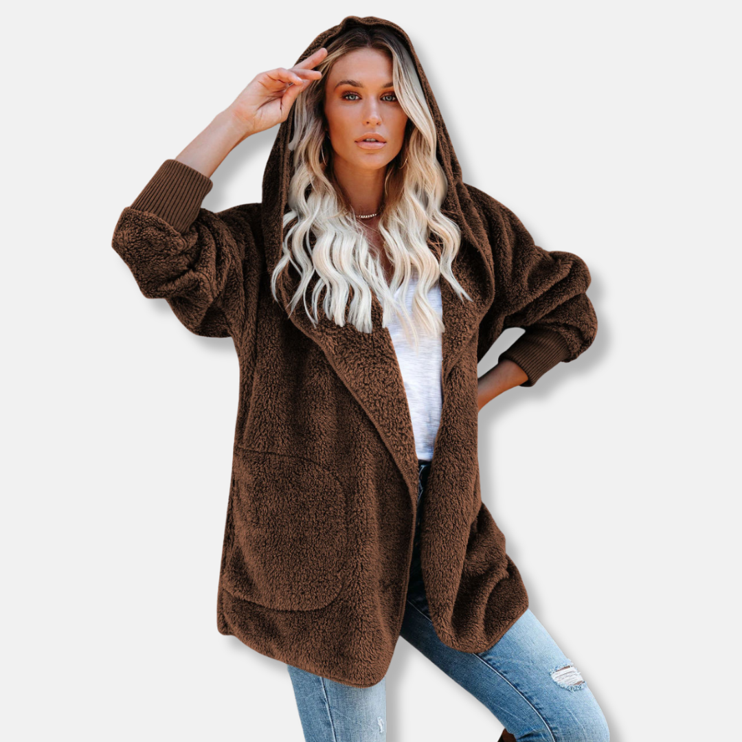 Sherpa Fleece Oversized Hooded Cardigan 