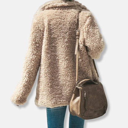 Isla Fleece Teddy Coat | Oversized Lapel Collar Coat
