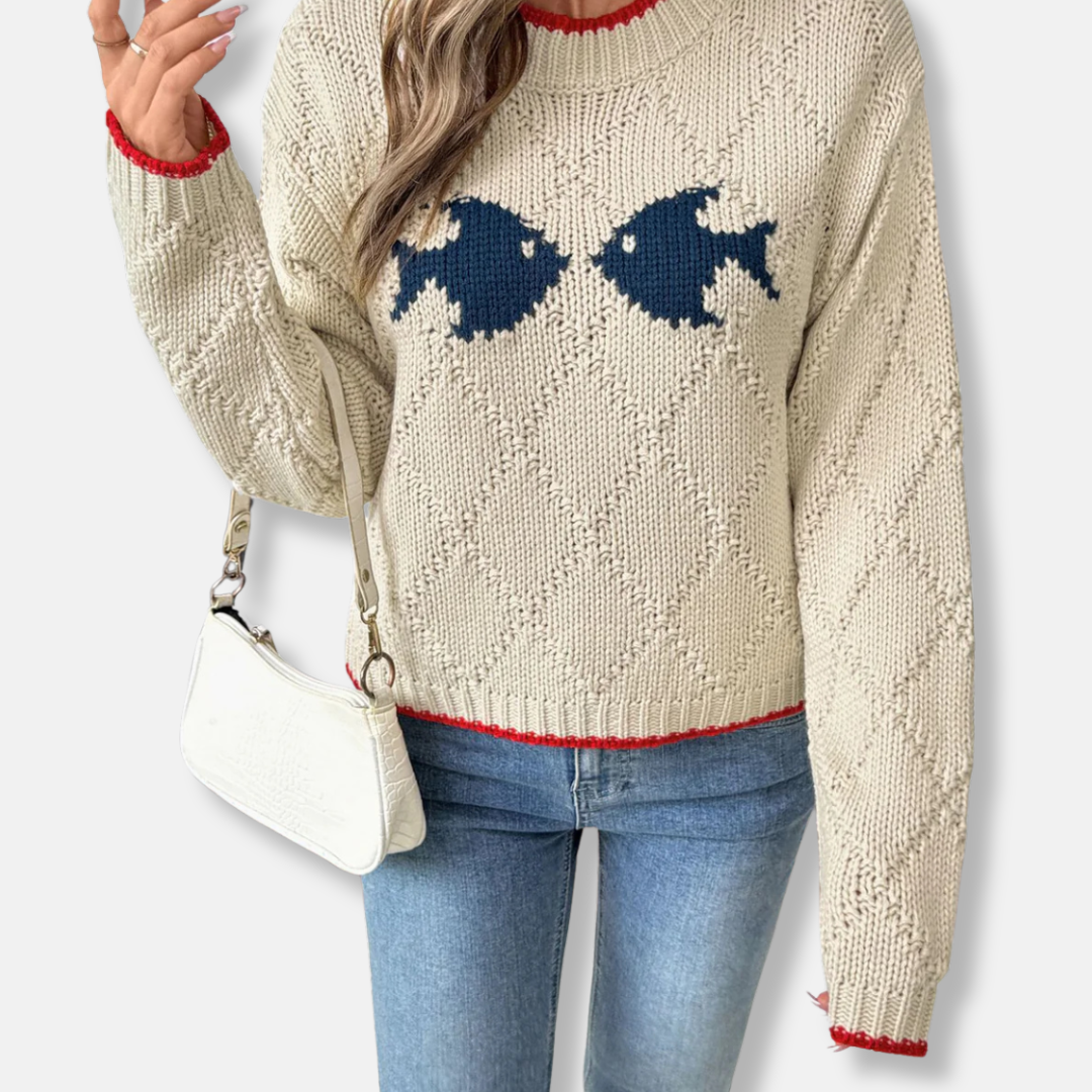 Knit Relaxed Fit Round Neck Pullover Sweater