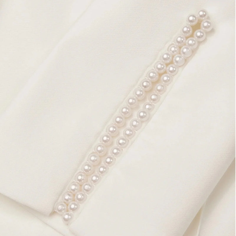 Isla Fitted Jumpsuit | Pearl Embellishments Three-Quarter Sleeve Jumpsuit