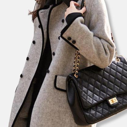 Elisa Relaxed Fit Coat | Double-Breasted Button Front Coat