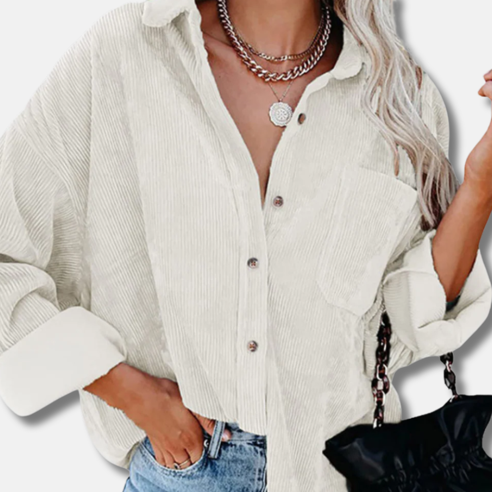 Oversized Fit Corduroy Button-Up Shirt