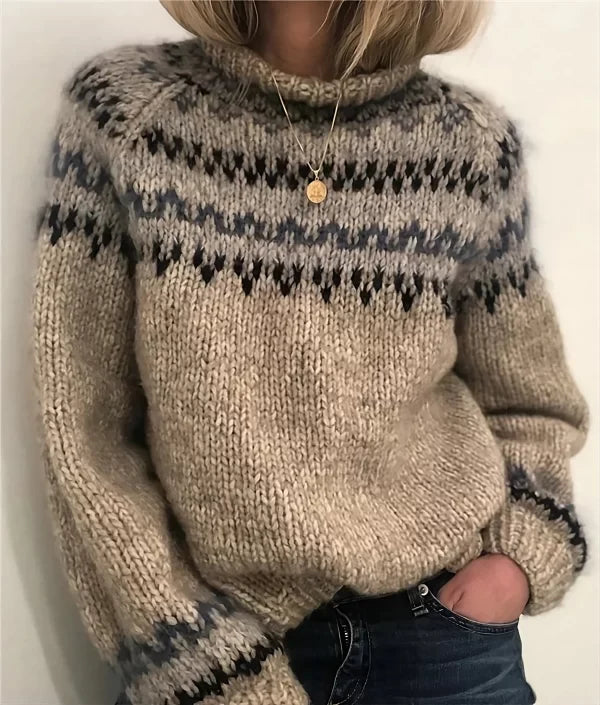 Women's winter half-neck pullover sweater