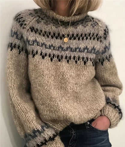 Women's winter half-neck pullover sweater