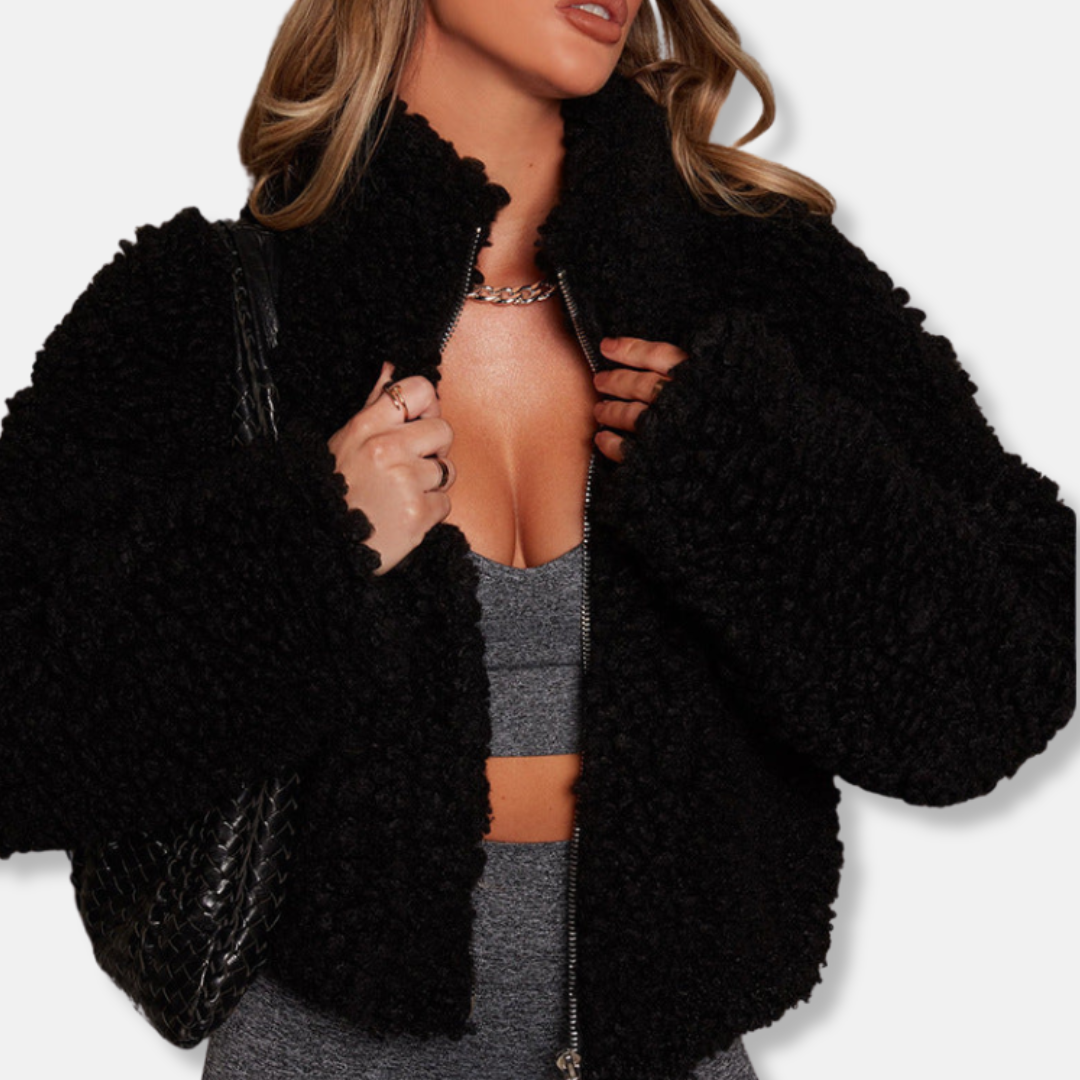 Isla Relaxed Fit Zip-Up Jacket | Stand Collar Hip-Length Jacket