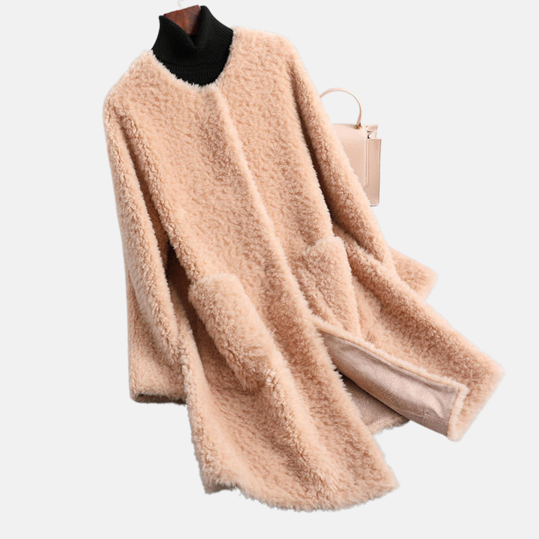 Faux Fur Relaxed Fit Open Front Coat