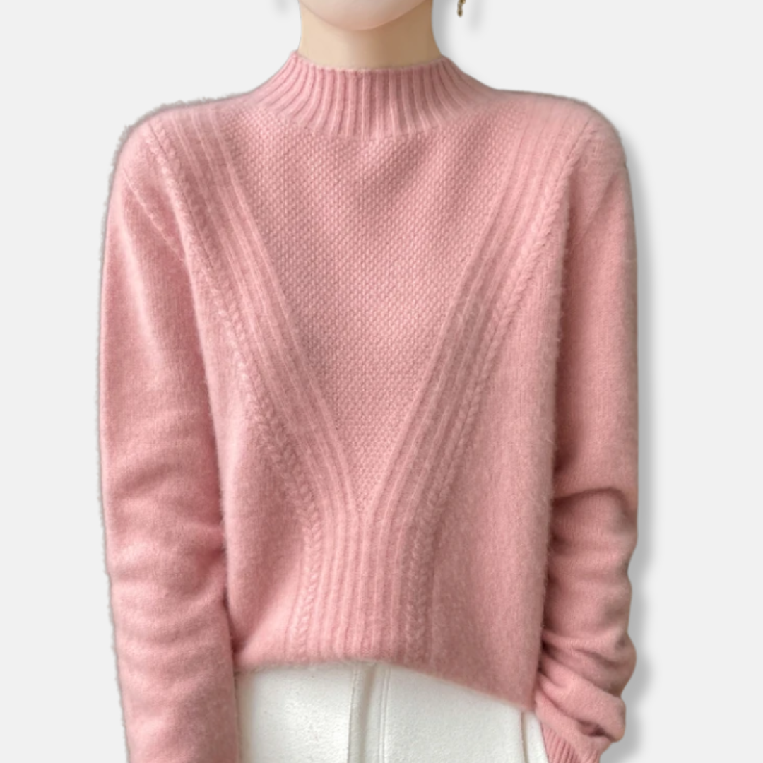 Wool Blend Relaxed Ribbed Knit Pullover Sweater 