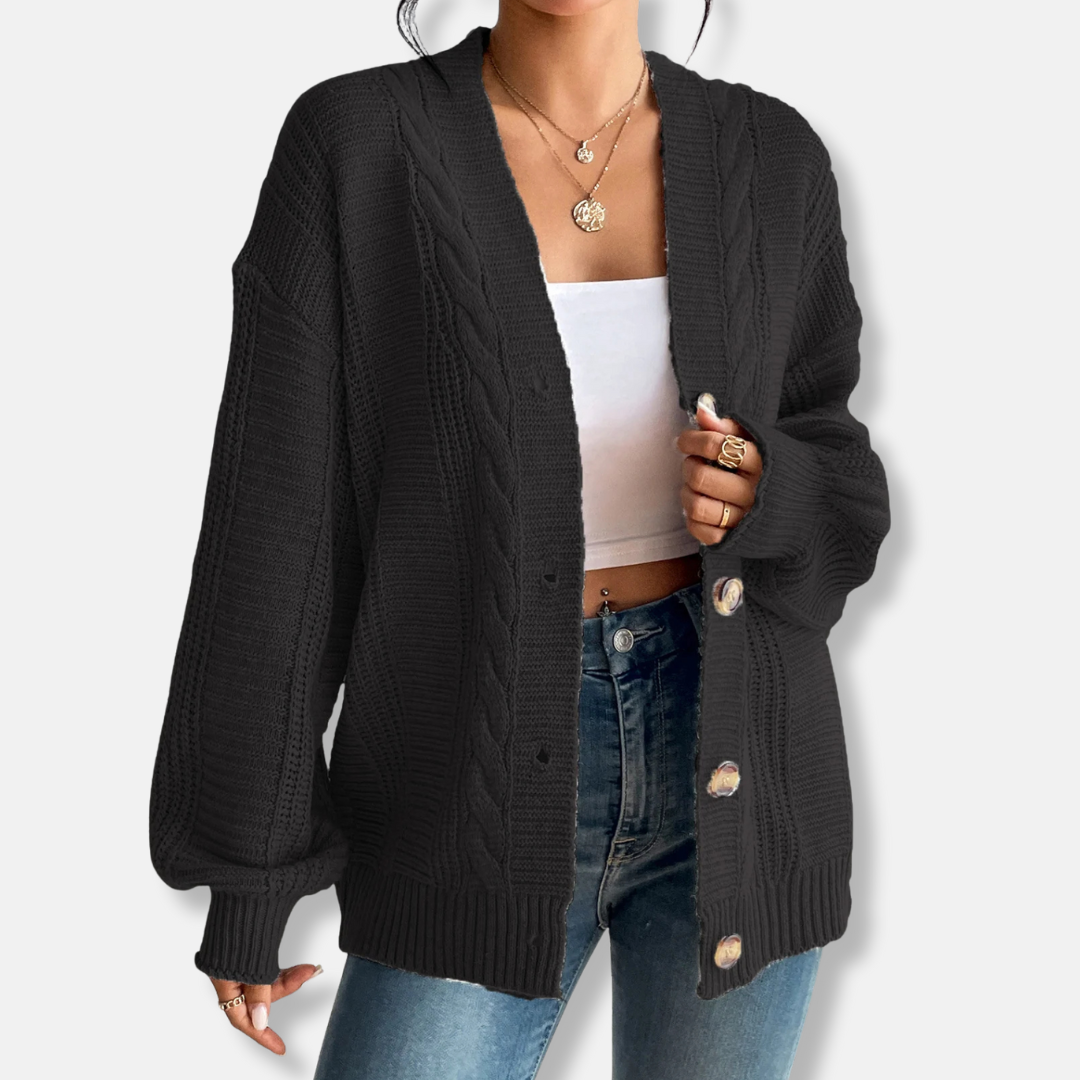 Cable Knit Oversized Wool Cardigan Jacket 