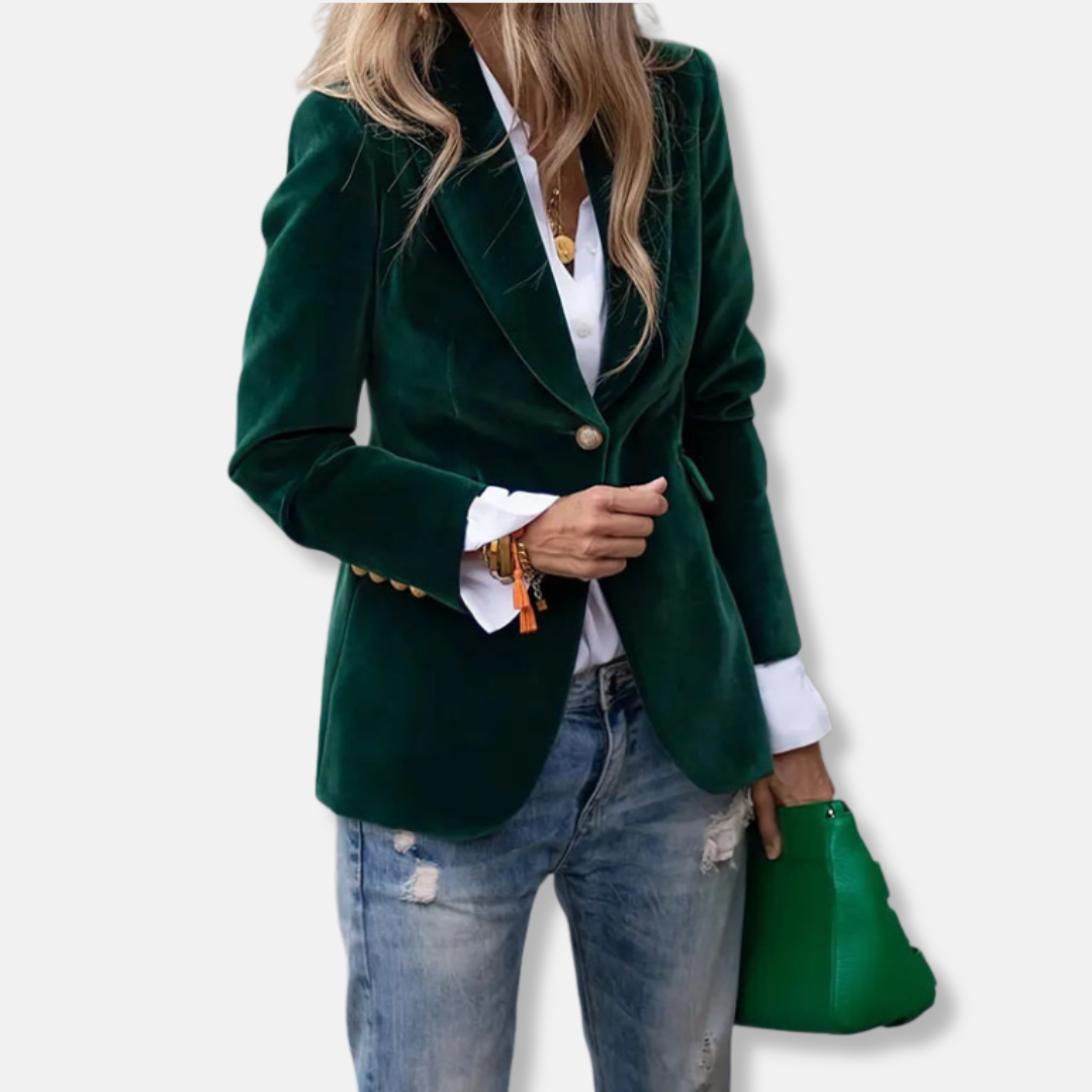 Velvet Slim Fit Notch Lapel Blazer