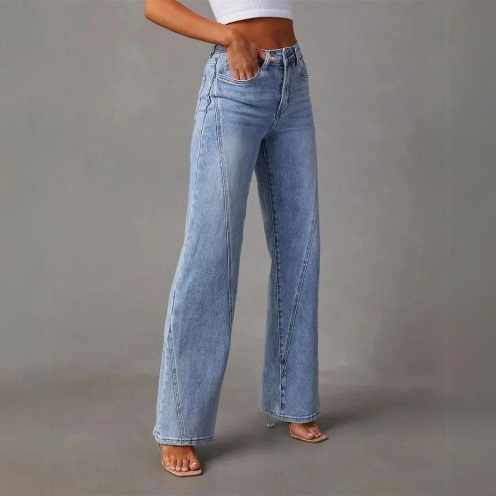 Women's washed flared denim pants