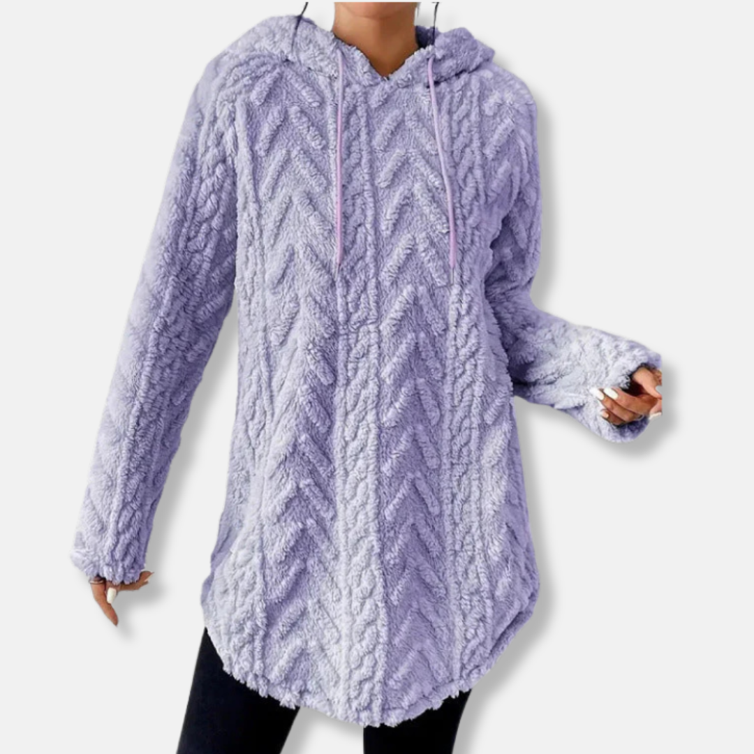 Knit Chevron Relaxed Fit Hooded Sweatshirt