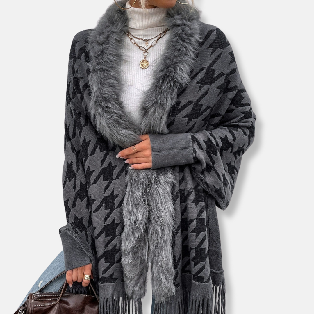 Amelia Relaxed Fit Cardigan | Fur Collar Tassel Hem Cardigan