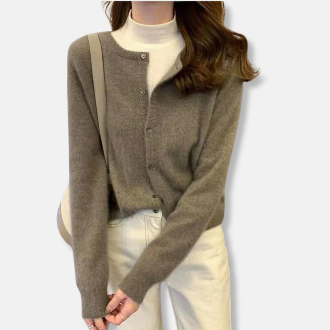 Wool Relaxed Fit Button Front Cardigan