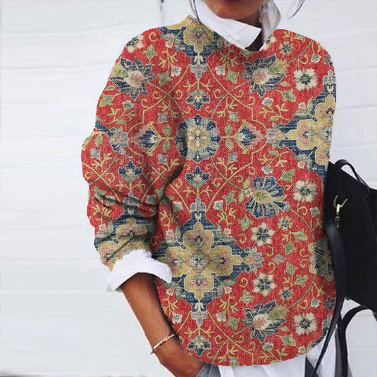 Women's long sleeve floral print sweater