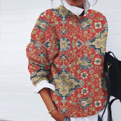 Women's long sleeve floral print sweater