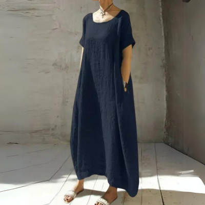 Women's Maxi Dress - Loose Fit - Short Sleeve - Lightweight & Breathable - Casual Wear