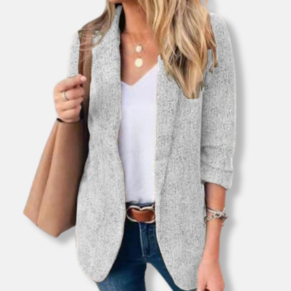 Amelia Slim Fit Blazer | Notched Lapel Open Front Blazer