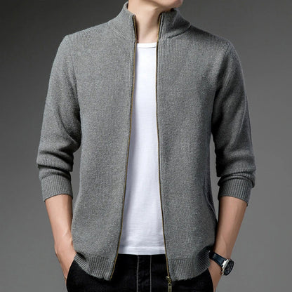 Women's zipper jacquard sweater cardigan jacket