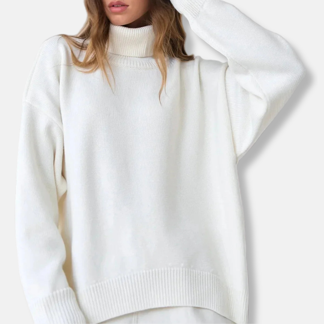 Ribbed Turtleneck Loose Fit Sweater