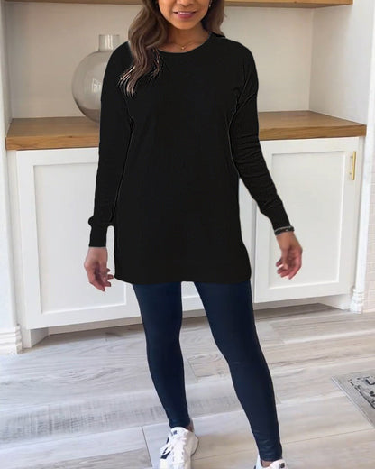 Women's solid color long sleeve top