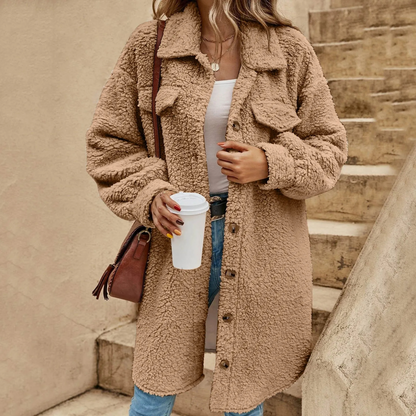Women's textured long sleeve coat