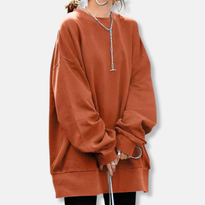 Women’s Sweatshirt - Cotton Blend - Oversized Fit - Crew Neck - Long Sleeves