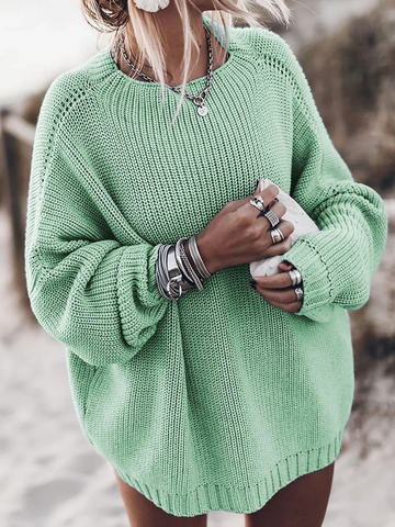 Women's loose fit casual knit pullover sweater