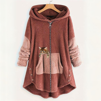Women's fluffy cat hoodie