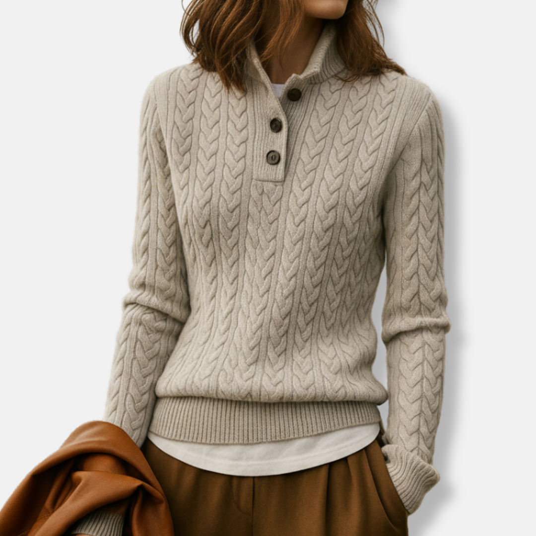 Wool Blend Relaxed Funnel Neck Sweater