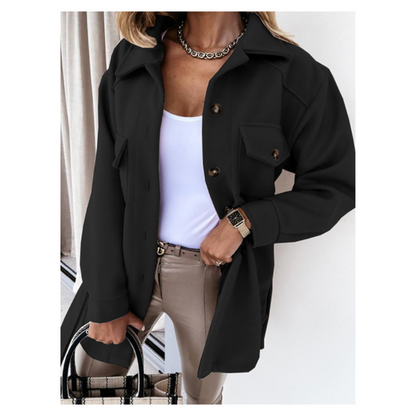 Women's long sleeve button down winter jacket