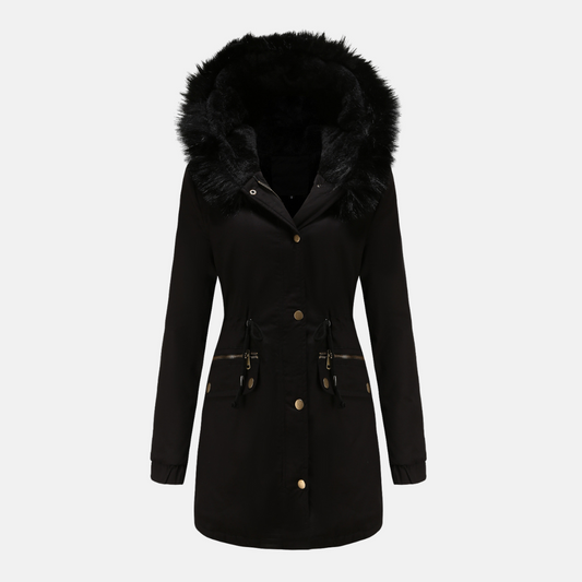 Water-Resistant Faux Fur Hood Parka Jacket 