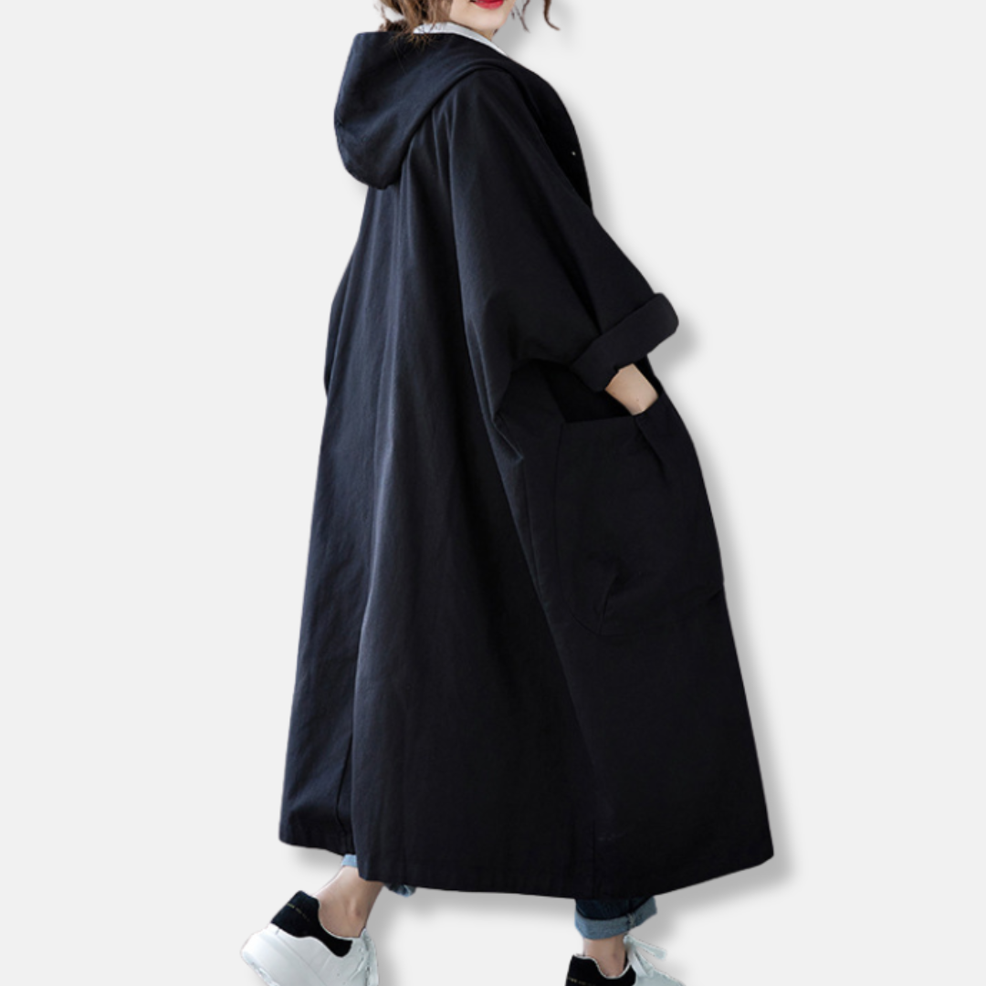 Relaxed Fit Hooded Oversized Trench Coat