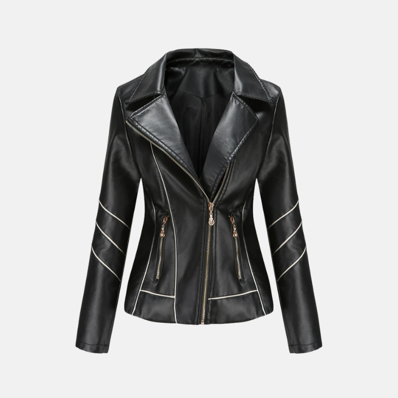 Women’s Jacket – Slim Fit – Faux Leather – Cropped Length – Asymmetrical Zipper