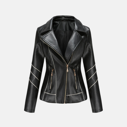 Women’s Jacket – Slim Fit – Faux Leather – Cropped Length – Asymmetrical Zipper