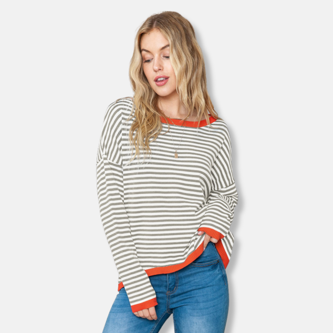 Striped Relaxed Fit Knitted Sweater Pullover 