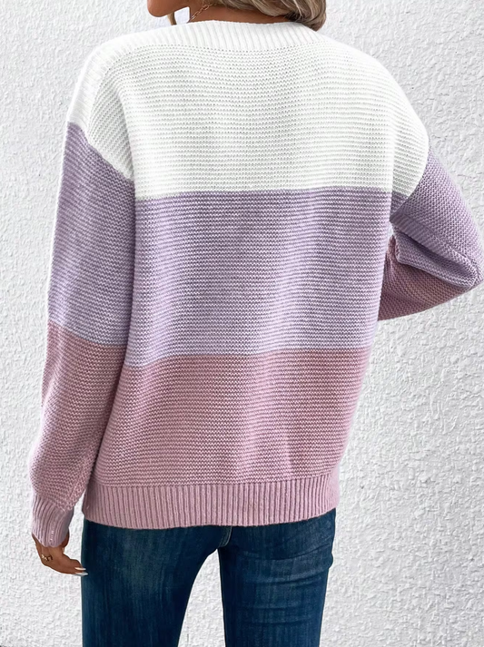Contrast Color Knitted Crewneck Sweater