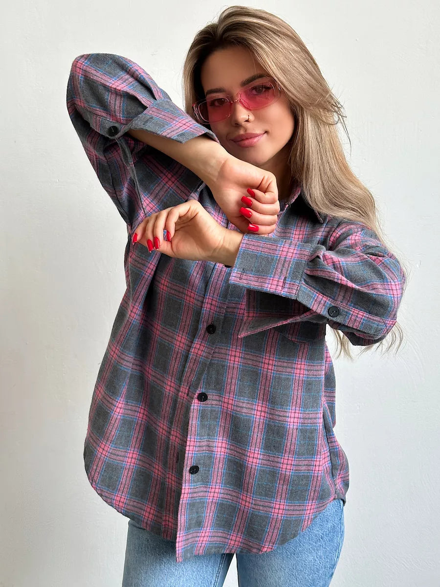 Women's elegant checked flannel shirt