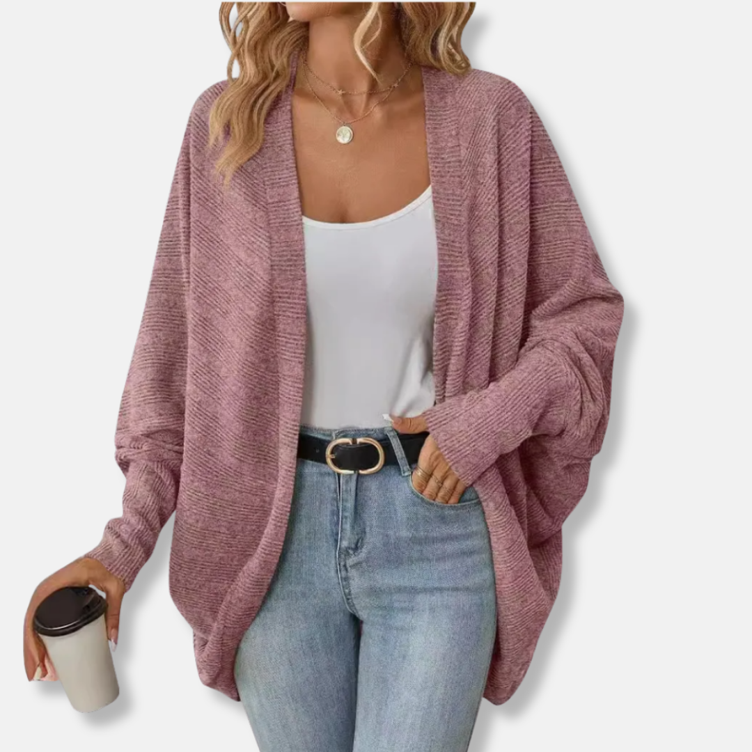 Sienna Wool Oversized Cardigan | Ribbed Open Front Cardigan
