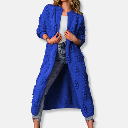 Francesca Wool Long Cardigan | Ribbed Open Front Cardigan