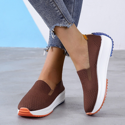 Women's Slip-On Shoes - Breathable Knit Upper - Cushioned Sole - Lightweight Casual Wear