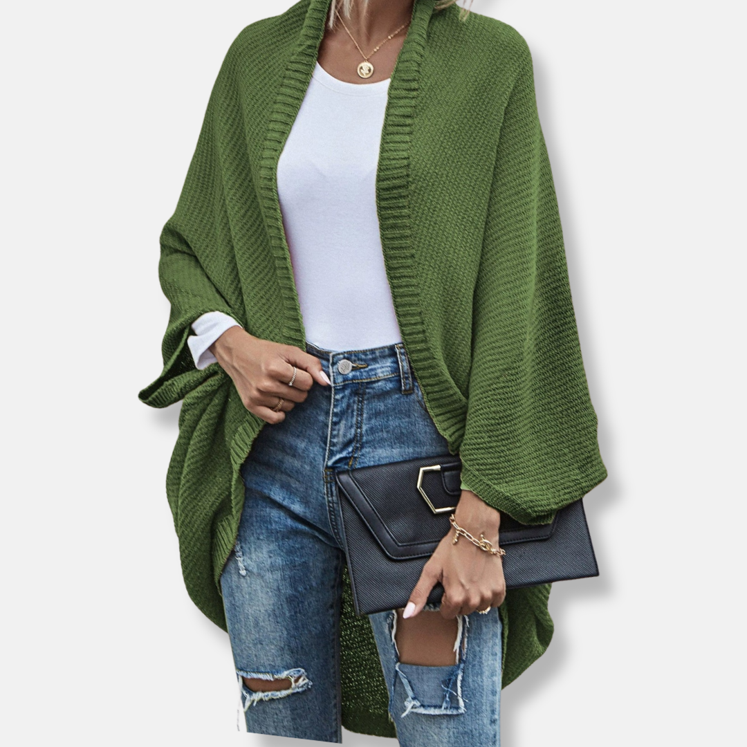 Isla Oversized Cardigan Sweater | Open Front Batwing Sleeve Sweater