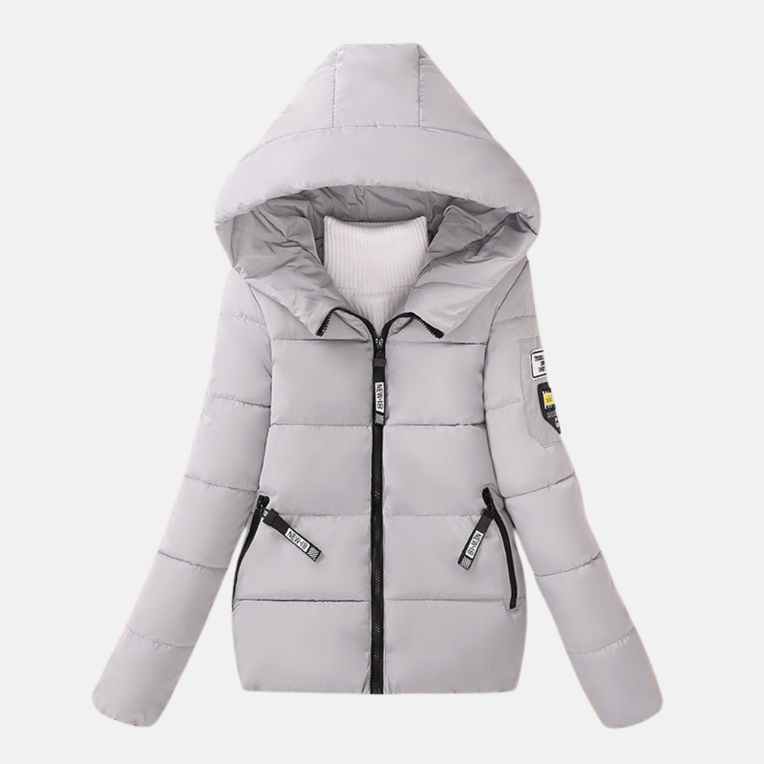 Women’s Quilted Padded Coat – Relaxed Fit – Hooded – Water-Resistant – Zip Pockets