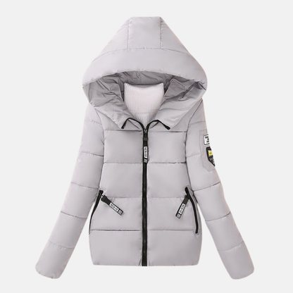 Women’s Quilted Padded Coat – Relaxed Fit – Hooded – Water-Resistant – Zip Pockets