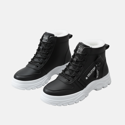 Women’s Boots - Faux Leather - High-Top - Chunky Platform Sole - Lace-Up Closure