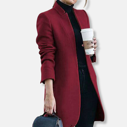 Elisa Wool Tailored Overcoat | Notched Lapel Mid-Length Overcoat