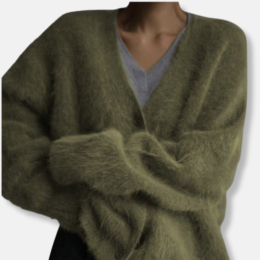 Knit Oversized Fit V-Neck Cardigan