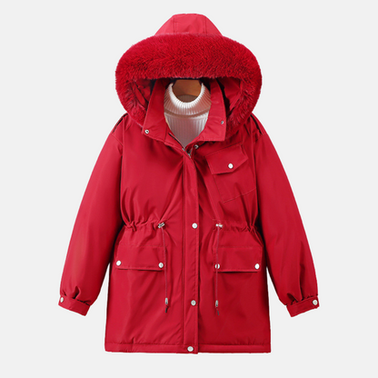 Women’s Parka Jacket – Relaxed Fit – Faux Fur Hood – Weather-Resistant – Mid-Length